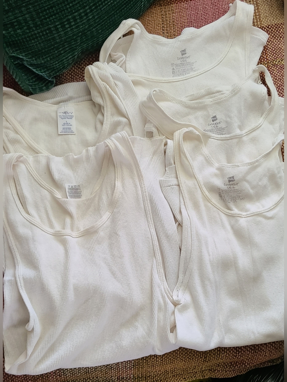 Mens Gently Worn Ribbed Tank Style Undershirts. 3 Brands.